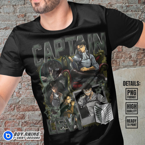 Captain Levi Attack On Titan Anime Bootleg T-shirt Design