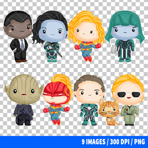 Captain Marvel Clipart PNG Bundle