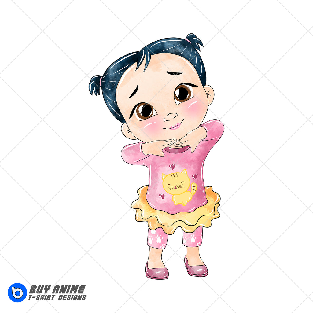 Cece Cocomelon Watercolor Clipart PNG Hand Drawn Illustration