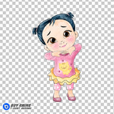 Cece Cocomelon Watercolor Clipart PNG Hand Drawn Illustration