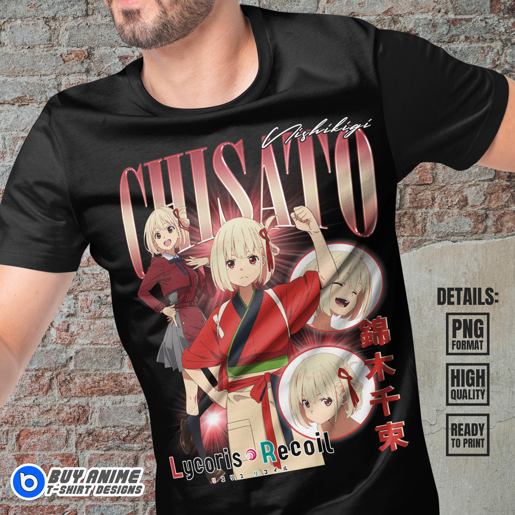 Chisato Nishikigi Lycoris Recoil Anime Bootleg T-shirt Design