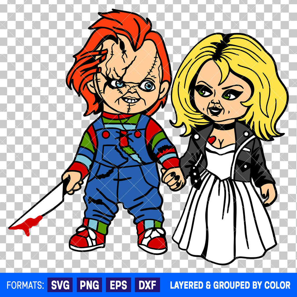 Chucky And Tiffany Horror Halloween SVG Cut File for Cricut and Silhouette