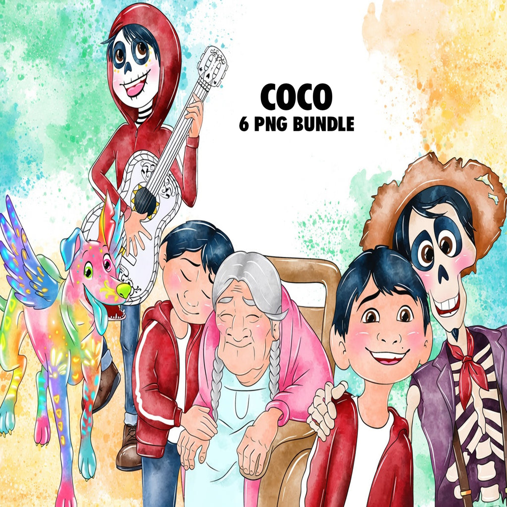 Coco Watercolor Clipart PNG Bundle