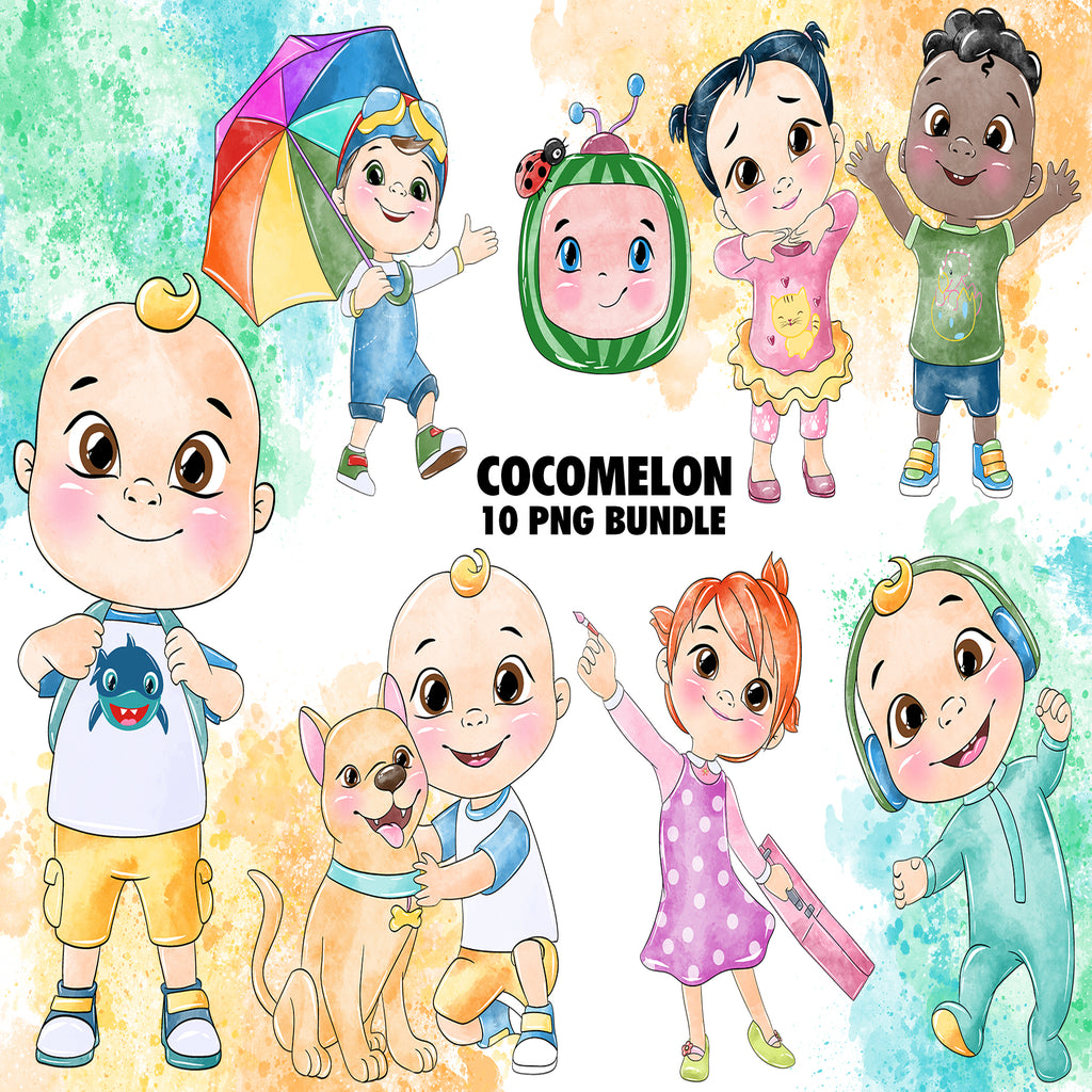 Cocomelon Watercolor Clipart PNG Bundle #2