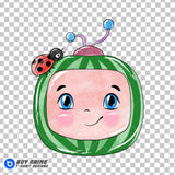 Cocomelon Watercolor Clipart PNG Hand Drawn Illustration
