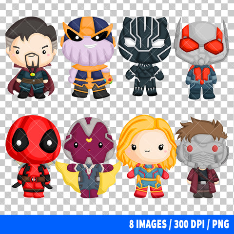 Cute Superheroes Clipart PNG Bundle #2