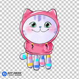 DJ Catnip Gabby's Dollhouse Watercolor Clipart PNG Hand Drawn Illustration