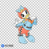 Daisy Duck Racing Watercolor Clipart PNG Hand Drawn Illustration