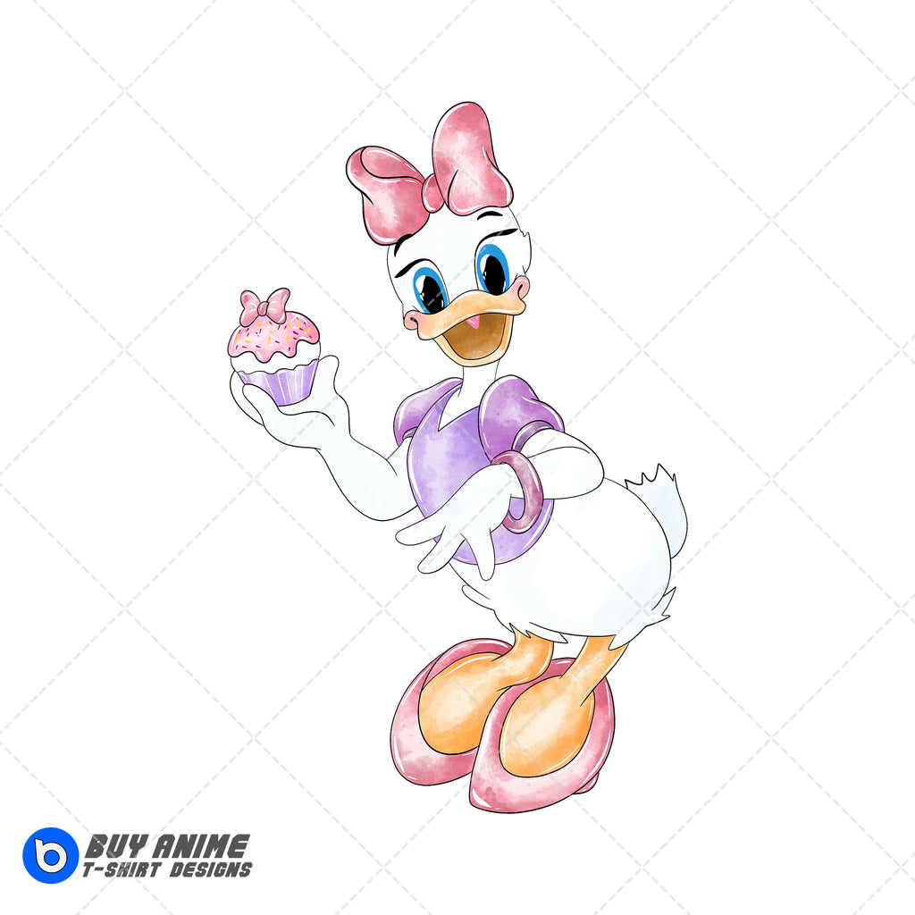 Daisy Duck Watercolor Clipart PNG Hand Drawn Illustration #4