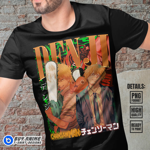 Denji Chainsaw Man Anime Bootleg T-shirt Design