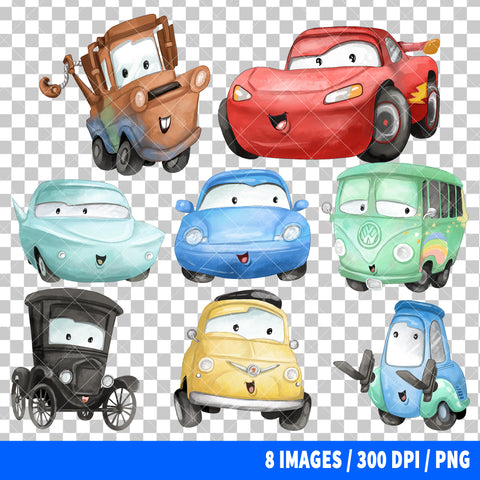 Disney Cars Clipart PNG Bundle