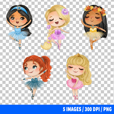 Disney Princess Ballerina Clipart PNG Bundle #2