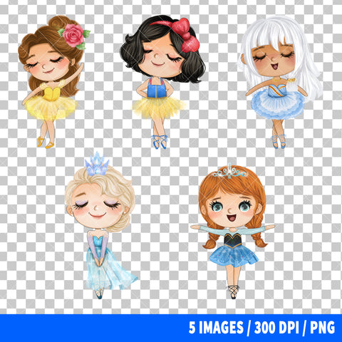 Disney Princess Ballerina Clipart PNG Bundle #4