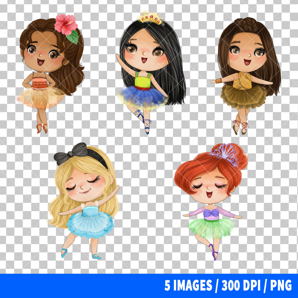 Disney Princess Ballerina Clipart PNG Bundle