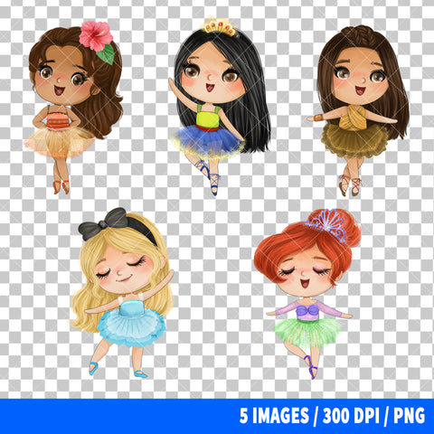 Disney Princess Ballerina Clipart PNG Bundle