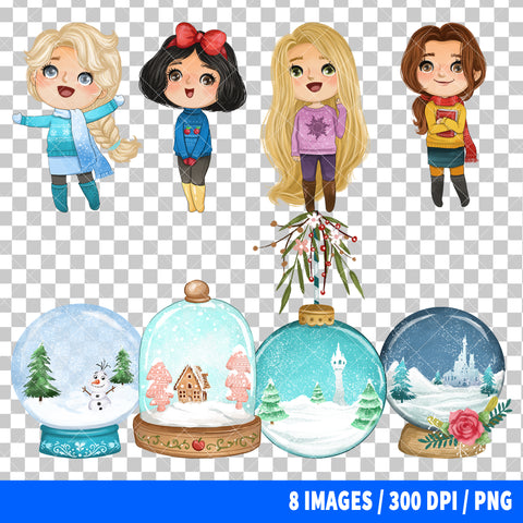 Disney Princess Christmas Clipart PNG Bundle #2