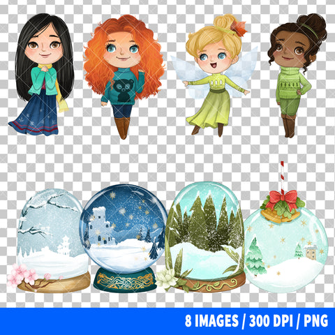 Disney Princess Christmas Clipart PNG Bundle #3