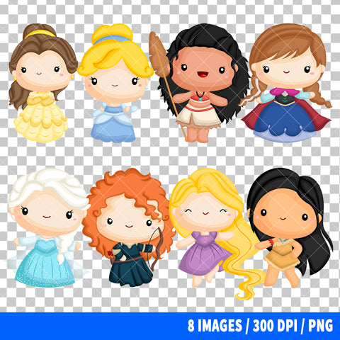 Disney Princess Clipart PNG Bundle