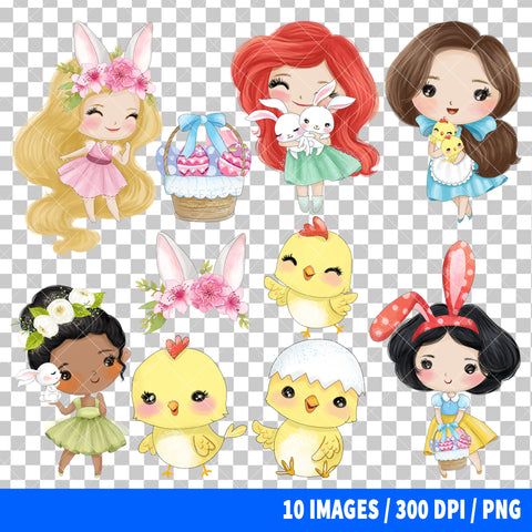 Disney Princess Easter Clipart PNG Bundle