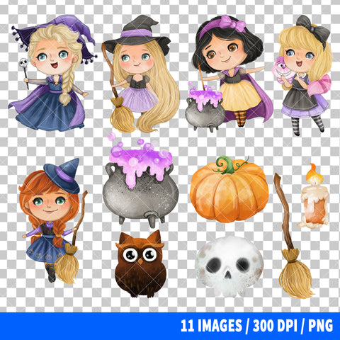 Disney Princess Halloween Clipart PNG Bundle
