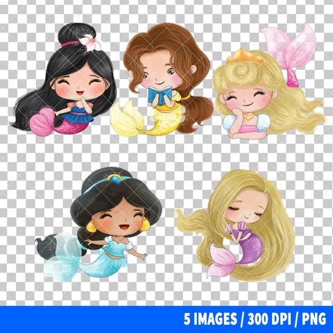 Disney Princess Mermaid Clipart PNG Bundle #2