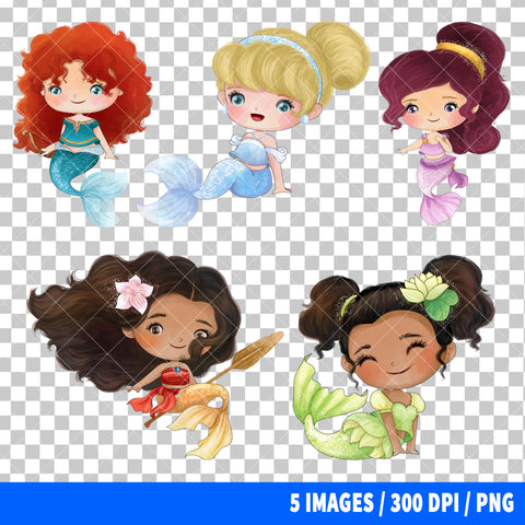 Disney Princess Mermaid Clipart PNG Bundle #3