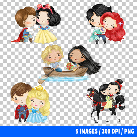 Disney Princess Valentine Clipart PNG Bundle #2