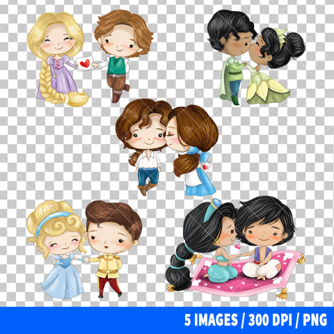 Disney Princess Valentine Clipart PNG Bundle