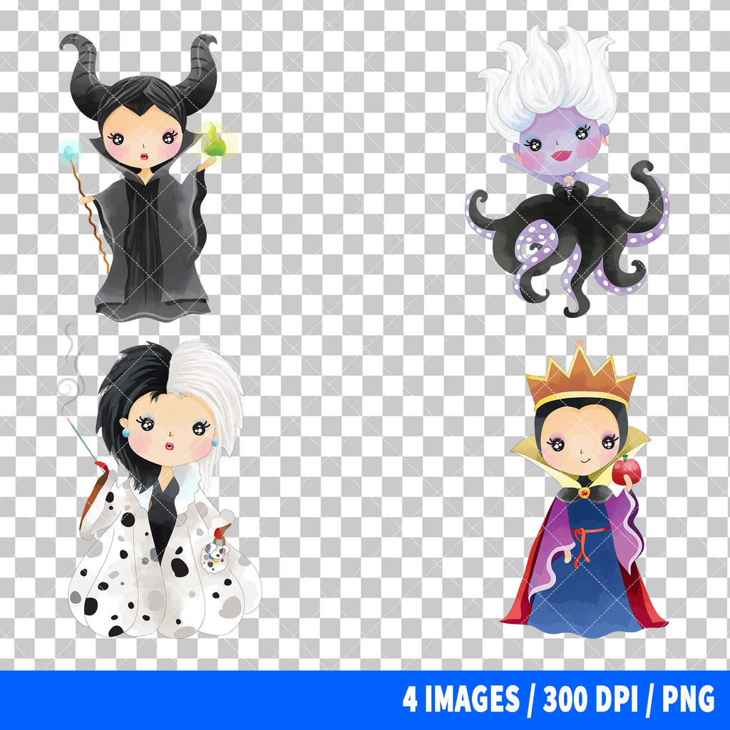 Disney Villains Clipart PNG Bundle