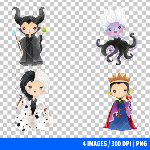 Disney Villains Clipart PNG Bundle