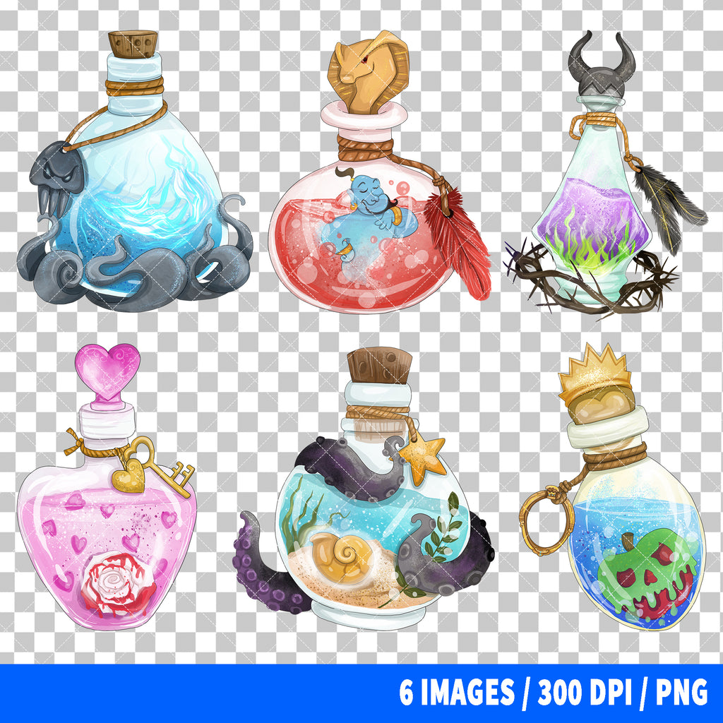 Disney Villains Potions Clipart PNG Bundle