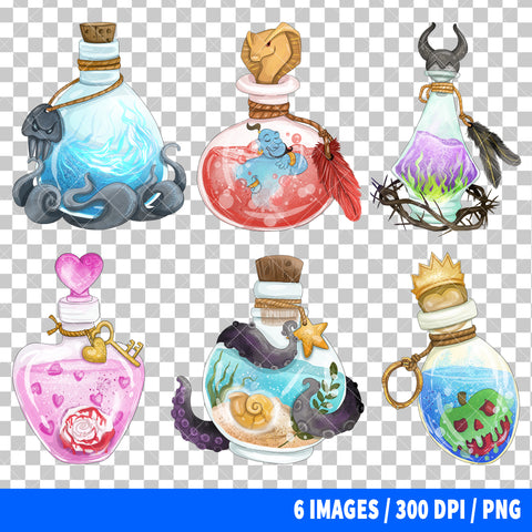 Disney Villains Potions Clipart PNG Bundle