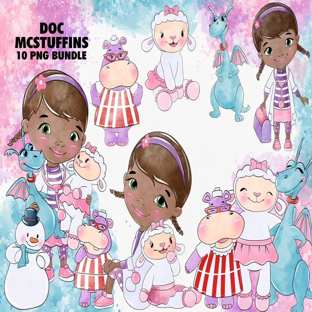 Doc McStuffins Watercolor Clipart PNG Bundle #2