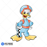 Donald Duck Racing Watercolor Clipart PNG Hand Drawn Illustration