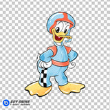 Donald Duck Racing Watercolor Clipart PNG Hand Drawn Illustration