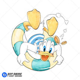 Donald Duck Summer Watercolor Clipart PNG Hand Drawn Illustration