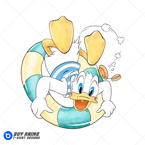 Donald Duck Summer Watercolor Clipart PNG Hand Drawn Illustration