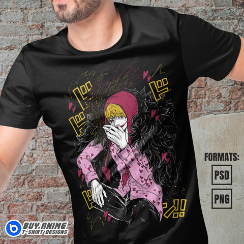 Donquixote Rosinante One Piece Anime Vector T-shirt Design Template