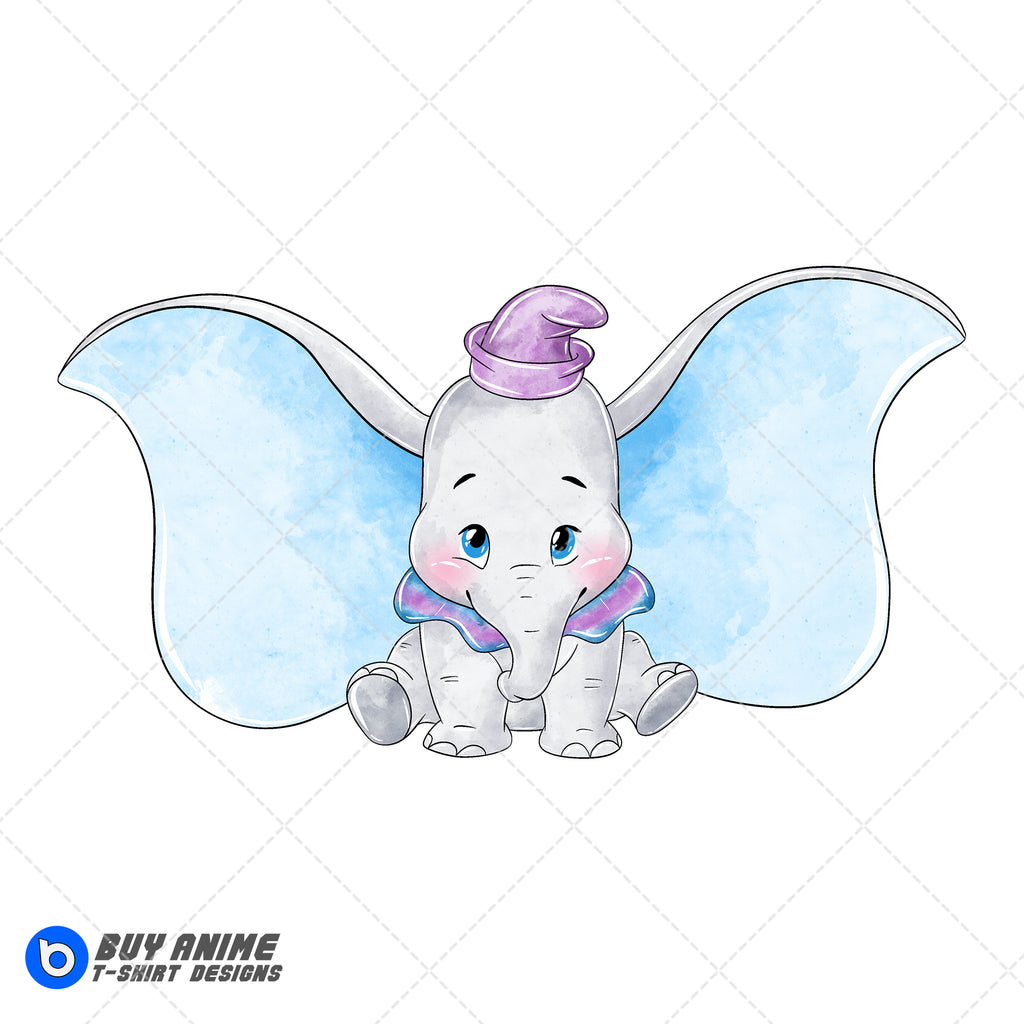 Dumbo Watercolor Clipart PNG Hand Drawn Illustration