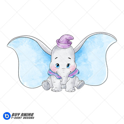 Dumbo Watercolor Clipart PNG Hand Drawn Illustration