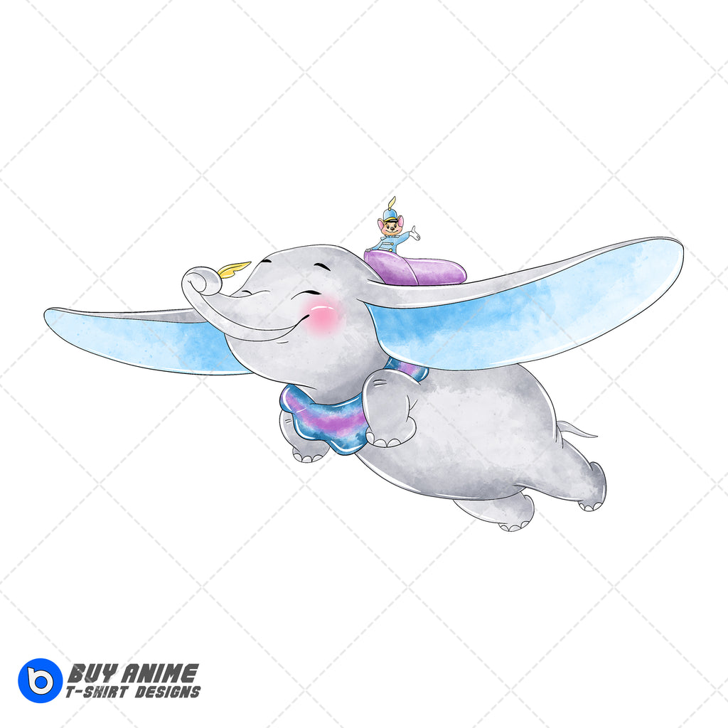 Dumbo Watercolor Clipart PNG Hand Drawn Illustration #2