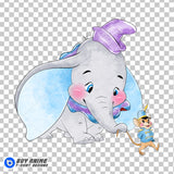 Dumbo Watercolor Clipart PNG Hand Drawn Illustration #3