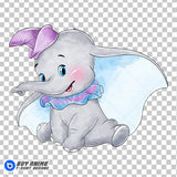 Dumbo Watercolor Clipart PNG Hand Drawn Illustration #4