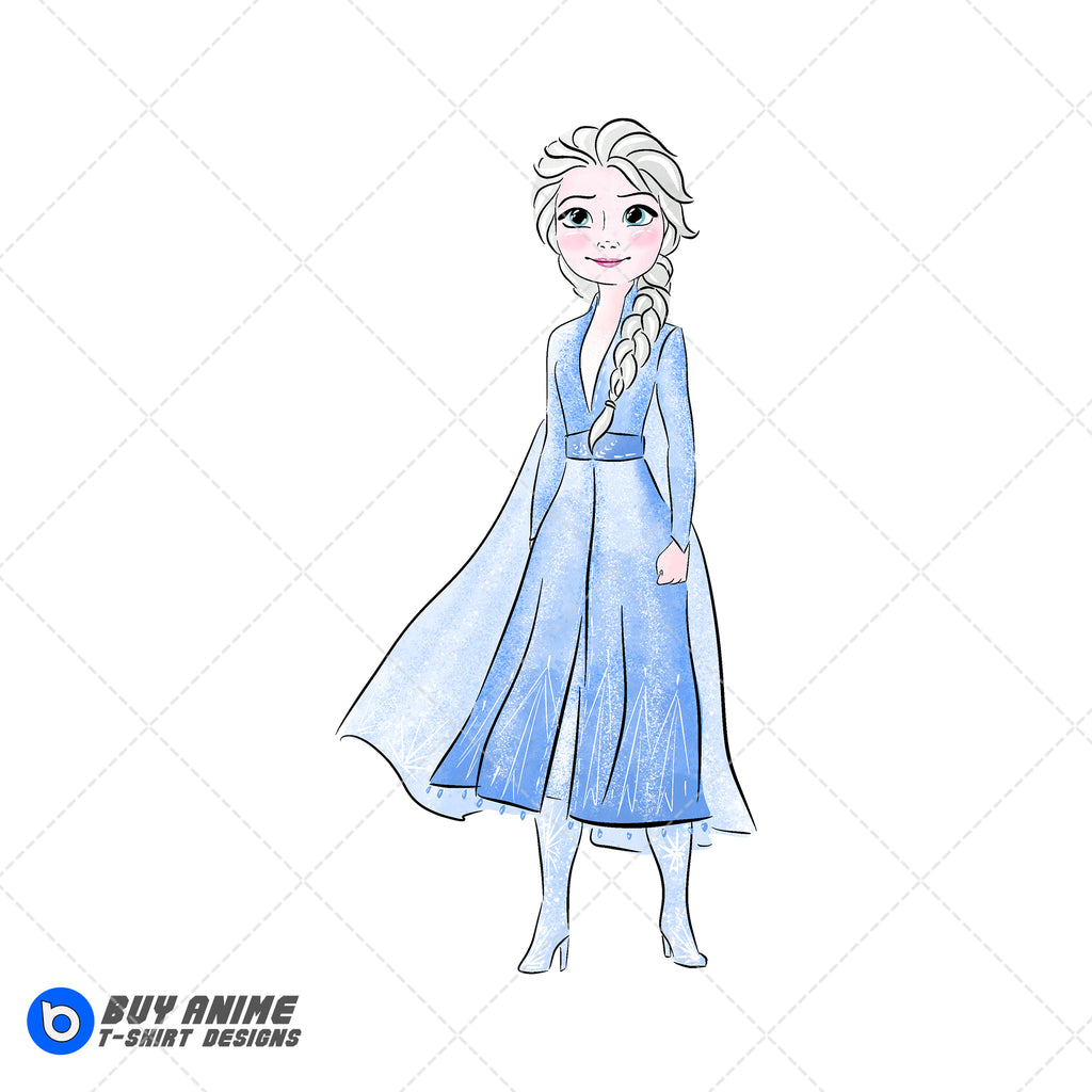 Elsa Frozen Watercolor Clipart PNG Hand Drawn Illustration