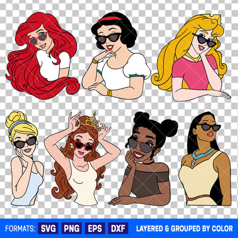 Fashion Disney Princess Bundle SVG Cut Files for Cricut and Silhouette