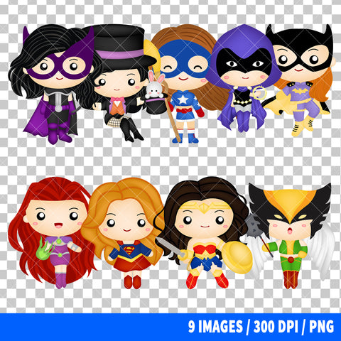 Female Superheroes Clipart PNG Bundle #2