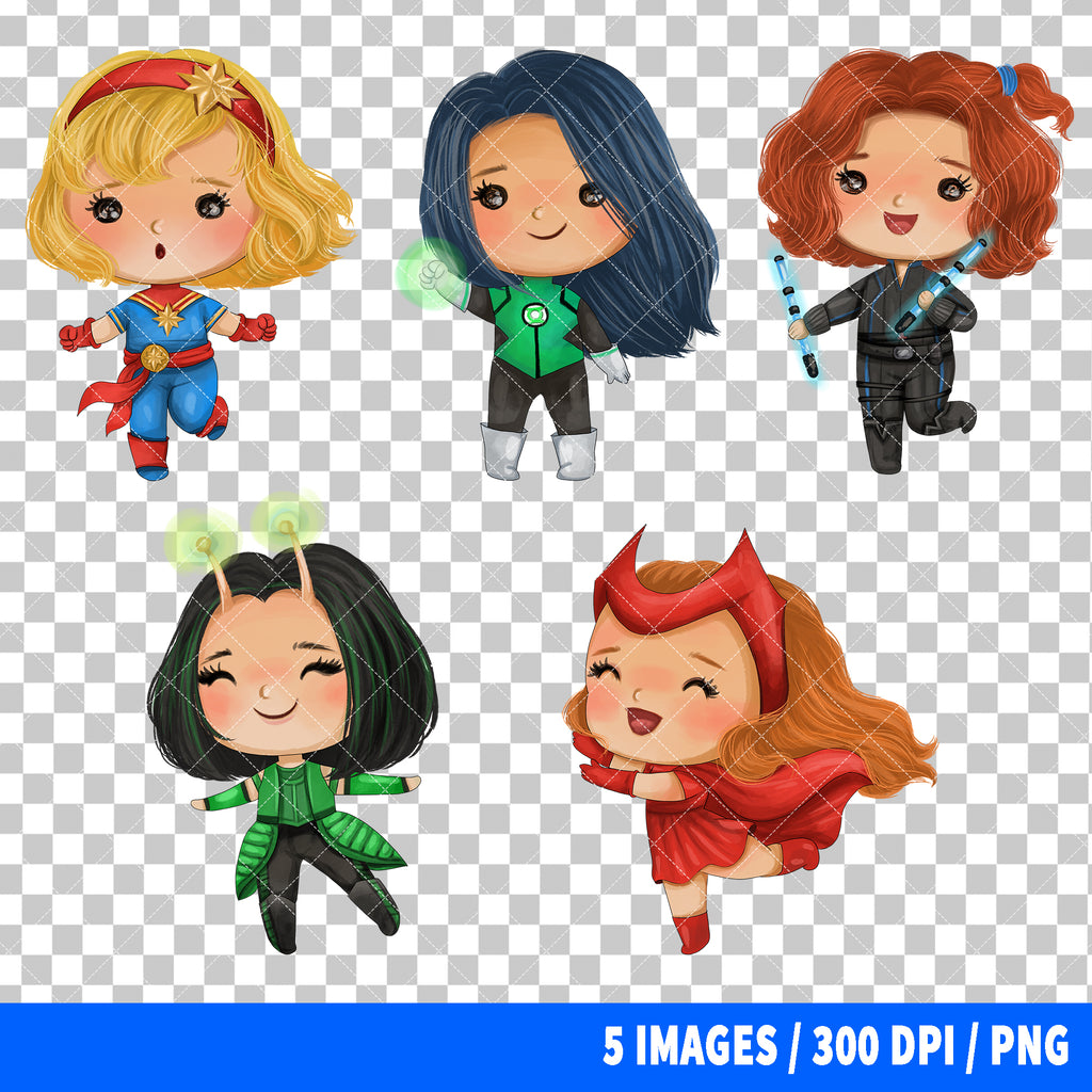 Female Superheroes Clipart PNG Bundle #3