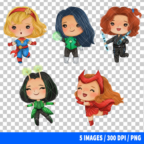 Female Superheroes Clipart PNG Bundle #3