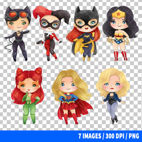Female Superheroes Clipart PNG Bundle #5