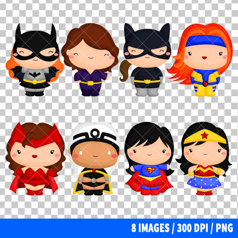 Female Superheroes Clipart PNG Bundle